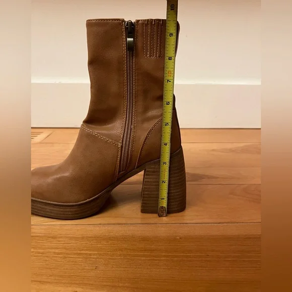 Faux Leather Chunky Heel Bootie - Picture 6 of 7